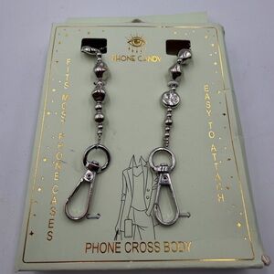 Silver Beaded Crossbody Phone Strap